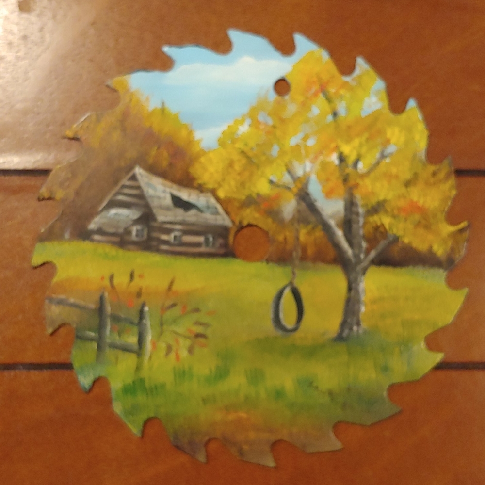 Artist Signed Hand Painted Saw Blade 7 1/4"